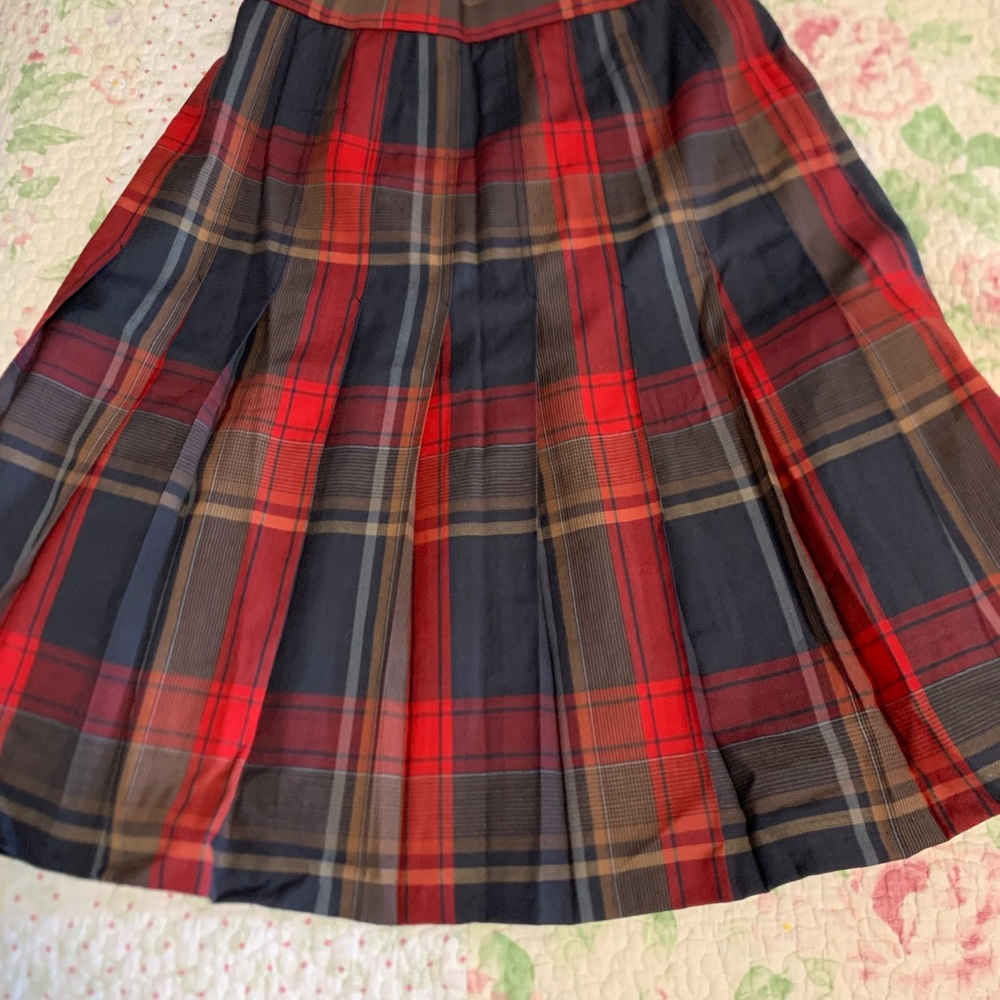 Pendleton Wool Red and Grey A-Line Pleated Skirt